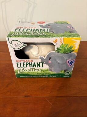 Creative Roots Paint Your Own Elephant Planter Ceramic Craft Kit NIB